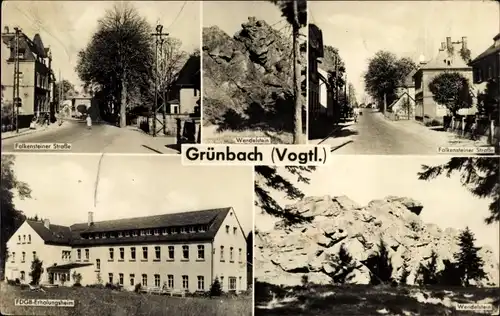 Ak Grünbach Vogtland, Falkensteiner Straße, Wendelstein, FDGB Erholungsheim