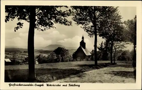 Ak Großrückerswalde im Erzgebirge, Wehrkirche mit Pöhlberg