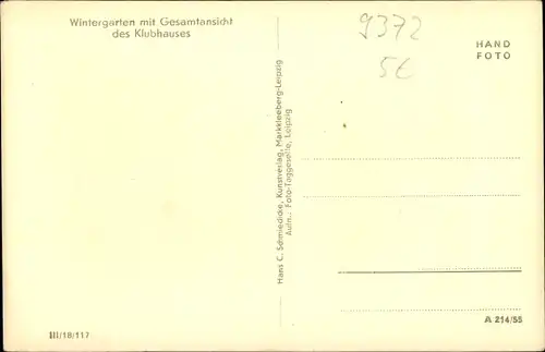 Ak Warmbad Wolkenstein Erzgebirge, Sanatorium Warmbad, Wintergarten mit Gesamtansicht des Klubhauses