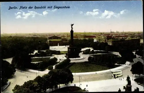 Ak Berlin Tiergarten, Platz der Republik mit Siegessäule