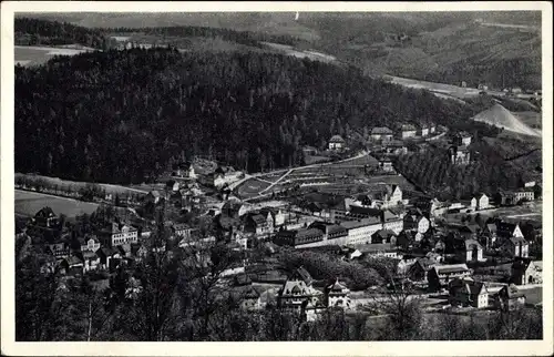Ak Oberschlema Bad Schlema Erzgebirge, Panorama vom Ort, Wälder, Häuser