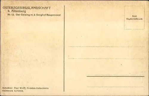 Ak Geising Altenberg im Erzgebirge, Berghof Raupennest