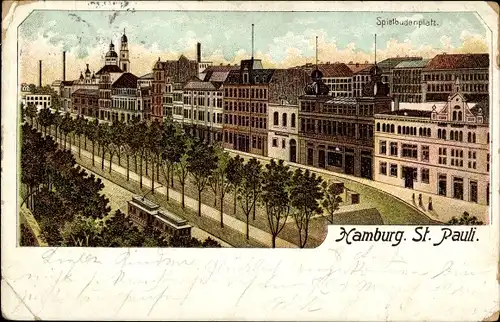 Litho Hamburg Mitte St. Pauli, Spielbudenplatz