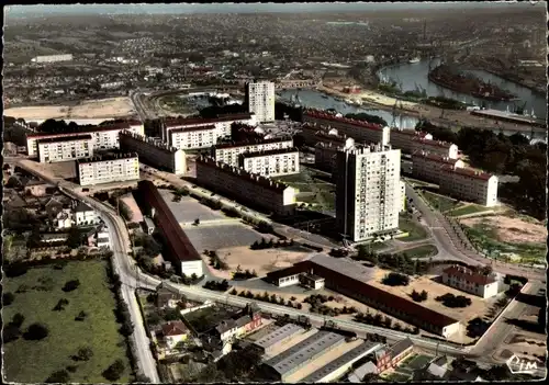 Ak Canteleu Seine Maritime, La Cité Verte et le Groupe Flaubert, Vue aérienne