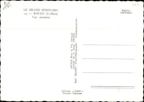 Ak Rouen Seine Maritime, Le Grand Seminaire, Vue aérienne