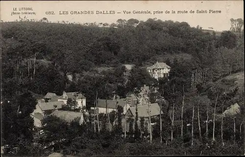 Ak Les Grandes Dalles Seine Maritime, Vue Générale, prise de la route de Saint Pierre