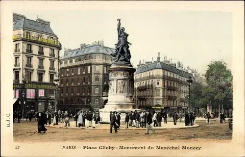 Ak Paris XVII., Place Clichy, Monument du Marechal Moncey, Belle Jardiniere