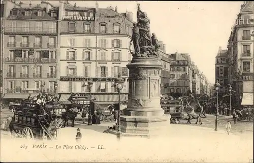 Ak Paris XVIII. Arrondissement Buttes-Montmartre, La Place Clichy
