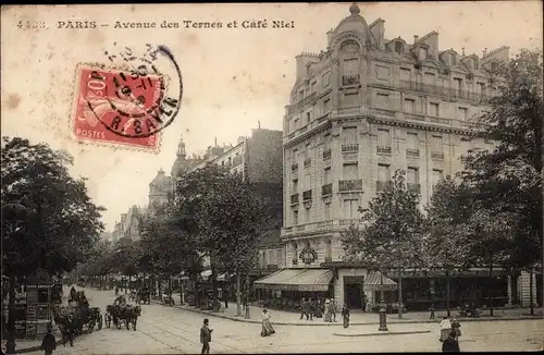 Ak Paris XVII., Avenue des Ternes et Cafe Niel