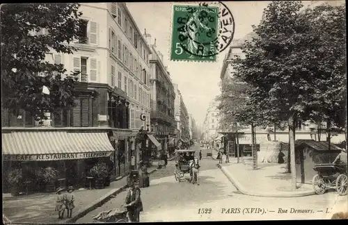 Ak Paris XVII., Rue Demours, Cafe Restaurant