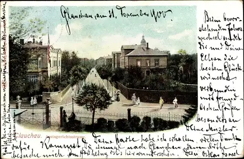 Ak Glauchau an der Zwickauer Mulde in Sachsen, Blick in die Amtsgerichtsstraße