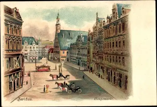 Litho Zwickau in Sachsen, Hauptmarkt