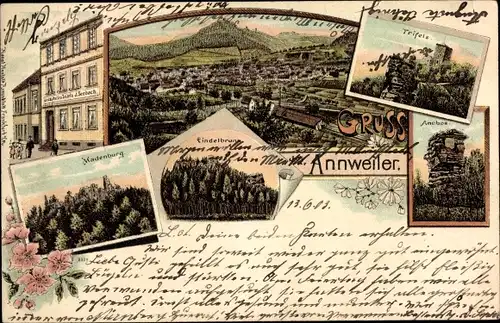 Litho Annweiler am Trifels Pfalz, Madenburg, Eindelbrunn, Trifels, Ambos