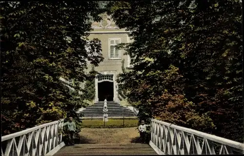 Ak Westerstede in Oldenburg Ammerland, Schloss Fikensolt, Aufgang zum Portal