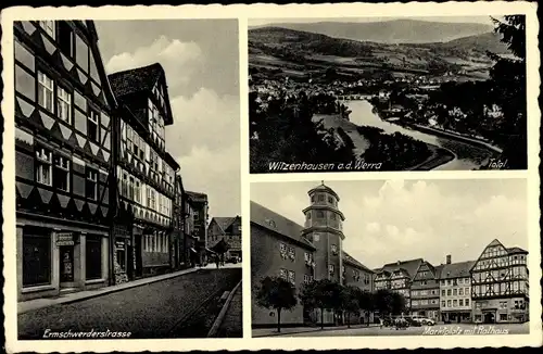 Ak Witzenhausen an der Werra Hessen, Panorama, Ermschwerderstraße, Marktplatz, Rathaus