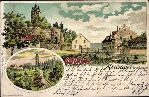 Litho Wasungen im Thüringer Wald, Burg Maienluft