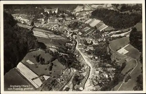 Ak Stolberg im Harz, Ort vom Flugzeug aus gesehen