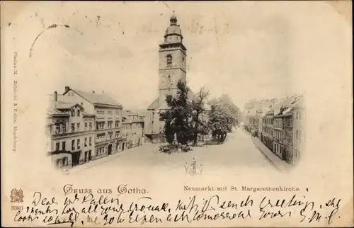 Ak Gotha in Thüringen, Neumarkt mit St. Margarethenkirche