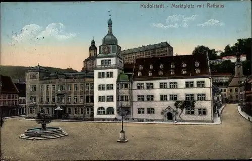 Ak Rudolstadt in Thüringen, Marktplatz mit Rathaus