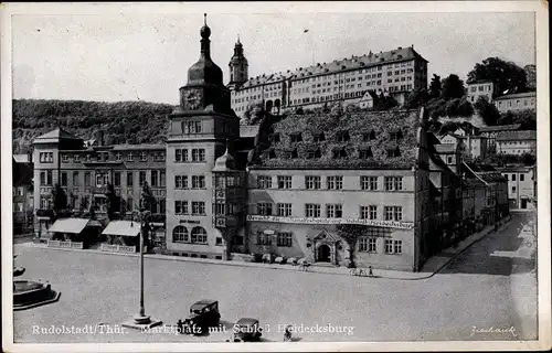 Ak Rudolstadt in Thüringen, Marktplatz, Schloss Heidecksburg