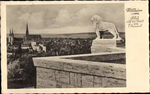 Ak Mühlhausen in Thüringen, Stadtblick vom Ehrenmal aus