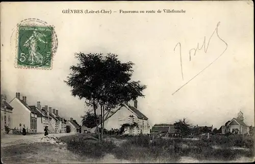 Ak Gièvres Loir et Cher, Panorama, Route de Villefranche