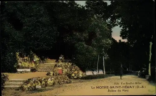 Ak La Mothe Saint Héray Deux Sèvres, Scene du Parc