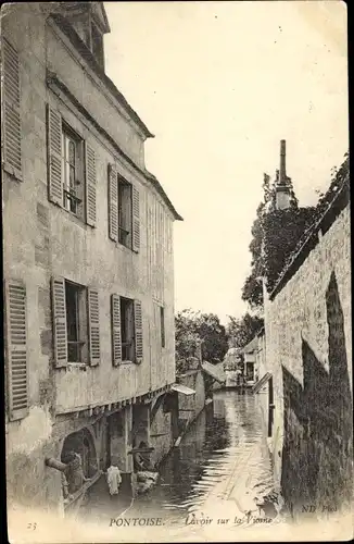 Ak Pontoise Val d'Oise, Lavoir sur la Viosne