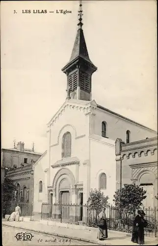 Ak Les Lilas Seine Saint Denis, L'Eglise