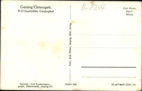 Ak Geising Altenberg Osterzgebirge, HO Gaststätte Geisinghof