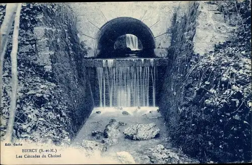 Ak Biercy Seine et Marne, Le Cascades du Choisel