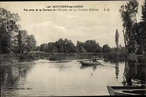 Ak Montigny-sur-Loing Seine-et-Marne, Vue prise de la Terrasse de l'Hotel de la Vanne Rouge