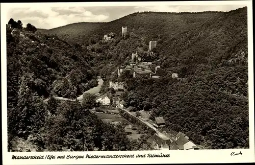 Ak Manderscheid in der Eifel Rheinland Pfalz, Burgen Niedermanderscheid und Talmühle