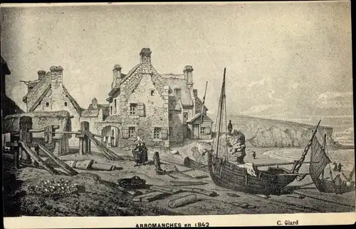 Ak Arromanches Calvados, La Plage en 1842