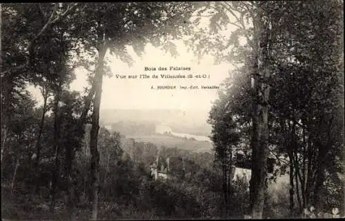 Ak Villennes sur Seine Yvelines, Bois des Falaises, vue sur l'Ile