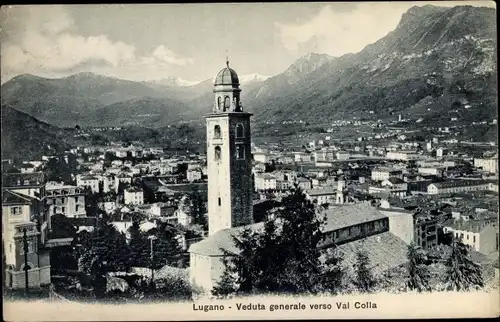 Ak Lugano Kanton Tessin Schweiz, Veduta generale verso Val Colla