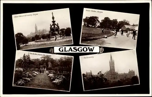 Ak Glasgow Schottland, Stewart Memorial and University, Botanic Gardens, Rouken Glen