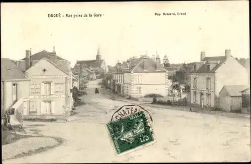 Ak Droué Loir-et-Cher, Vue prise de la Gare