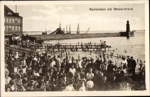 Ak Badeleben am Weserstrand