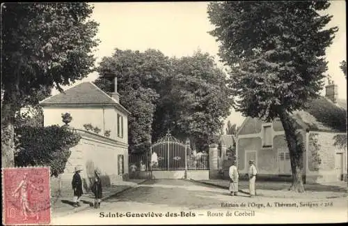 Ak Sainte Genevieve des Bois Essonne, Route de Corbeil