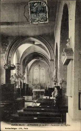 Ak Courcelles-Epayelles Val d'Oise, Courcelles sur Viosne, Intérieur de l´Église