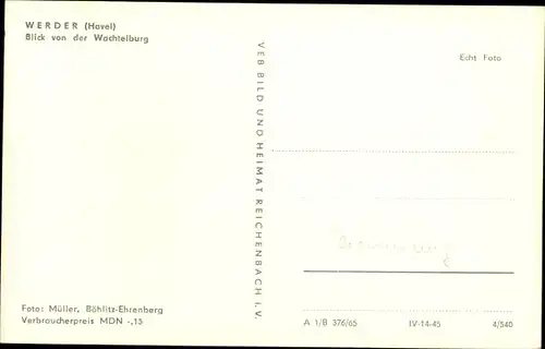 Ak Werder an der Havel, Blick von der Wachtelburg
