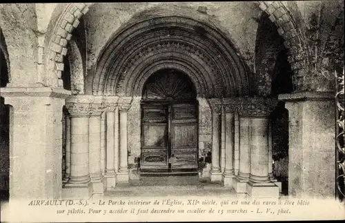 Ak Airvault Deux Sevres, Porche Intérieur de l´Église