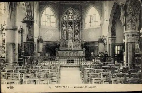 Ak Gentilly Val de Marne, Interieur de l'Eglise