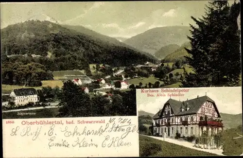 Ak Oberbühlertal Bühlertal im Schwarzwald, Gesamtansicht, Kurhaus Schindelpeter