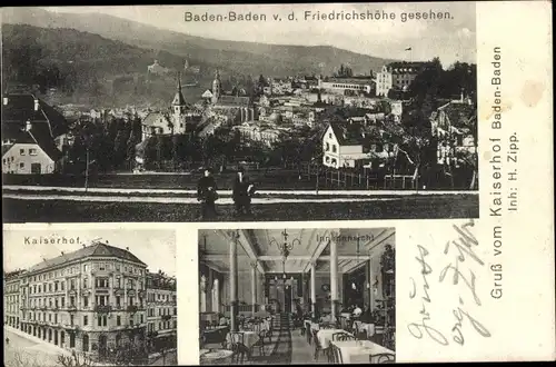 Ak Baden Baden am Schwarzwald, Blick von der Friedrichshöhe, Kaiserhof