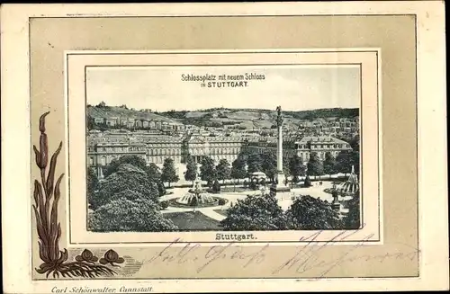 Passepartout Ak Stuttgart in Württemberg, Schlossplatz, neues Schloss