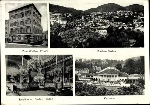 Ak Baden Baden am Schwarzwald, Gasthof Zum Weißen Rössl, Spielkasino, Kurhaus, Panorama