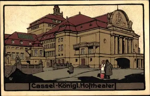 Steindruck Ak Kassel in Hessen, Königl. Hoftheater
