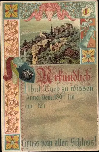 Wappen Litho Altes Schloss, Urkunde